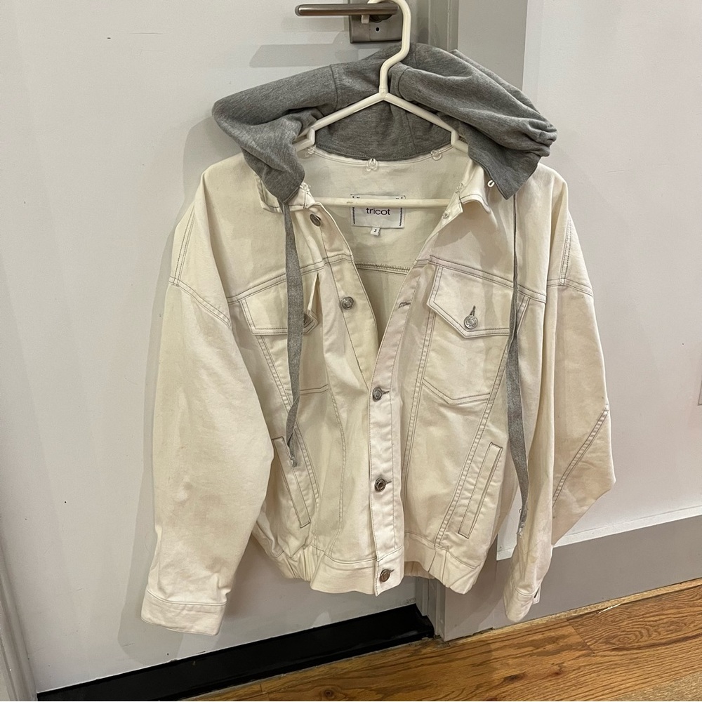 Tricot White Corduroy Sweatshirt Jacket